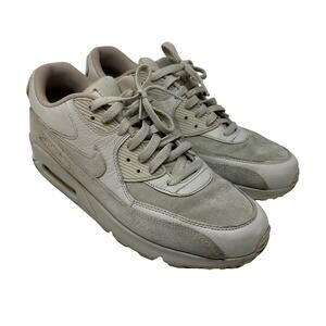 Nike Air Max 90 Mens 11.5 Light Gray Suede Mesh Low Top Casual Sneakers
